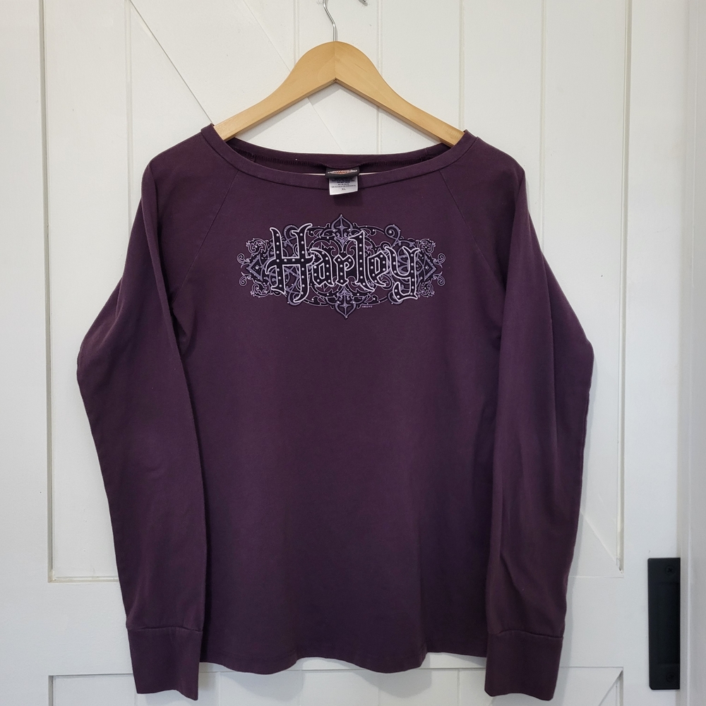 Women's Harley Davidson Purple Long Sleeve Embellished T-Shirt‎ Motorcycle